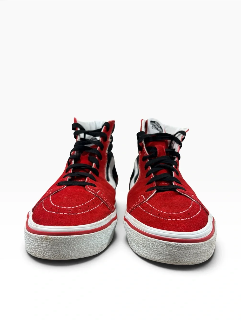 Vans Sk8 Hi Bolt Racing Red Black White Sneakers M-10.5 W-12